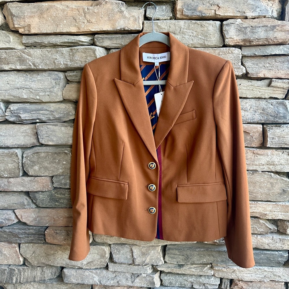 NEW Veronica Beard Academia Dickey brown Wool Blazer Single Breasted Size 12